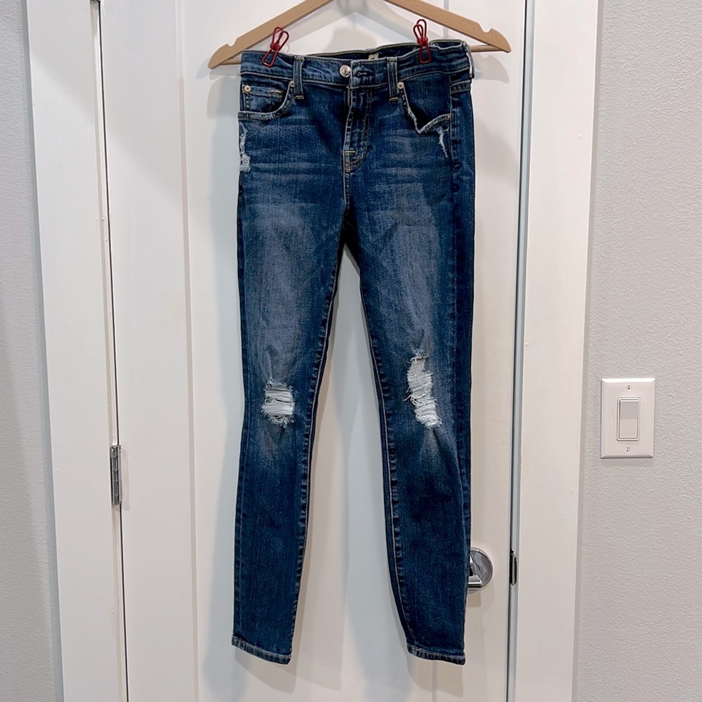 7 For All Kind Distressed Skinny Jeans - 25 Ankle Length